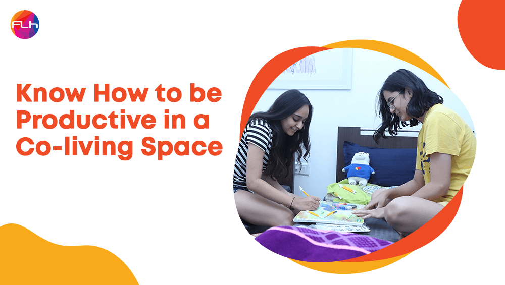 image showing girls are reading with text be productive in co-living spaces